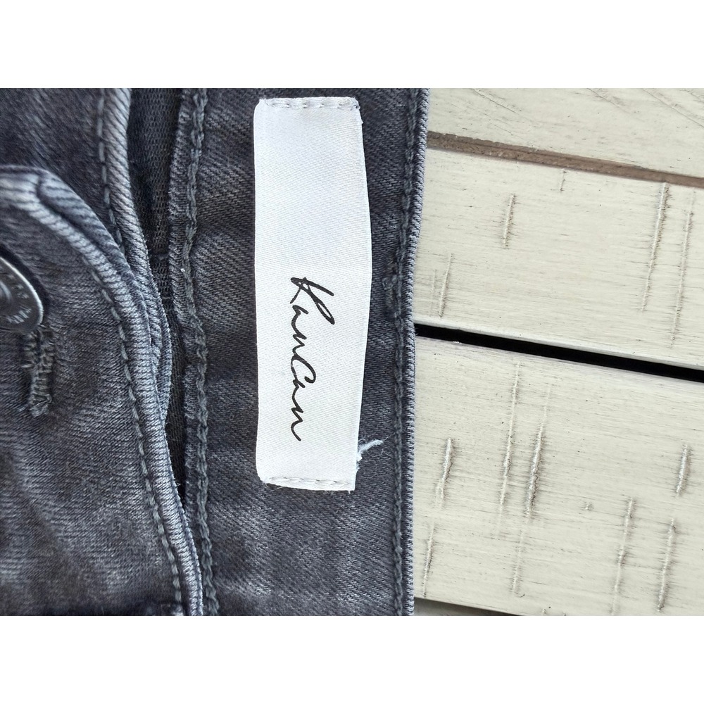 V- 040- KanCan Distressed Skinny Jeans Faded Black High Rise Frayed Hem Women 28
